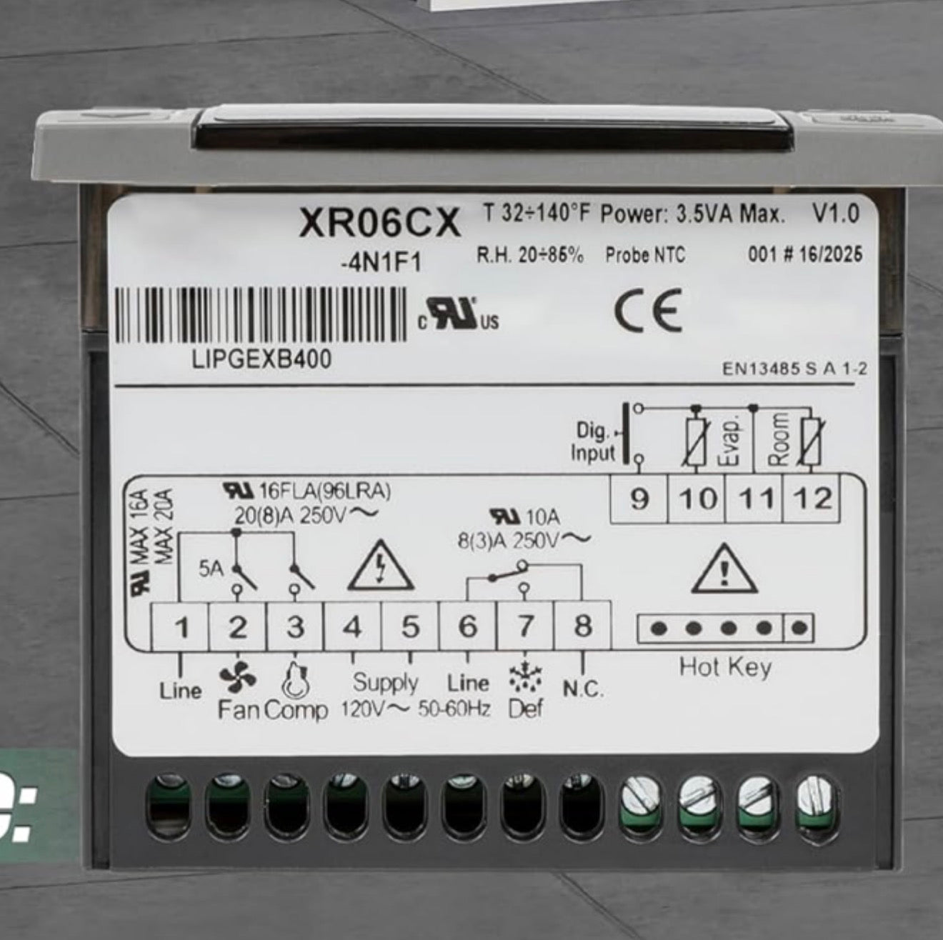 Digital Temperature Controller for Commercial Refrigerator & Freezer, 120V, NTC Sensor Included, Panel Mount