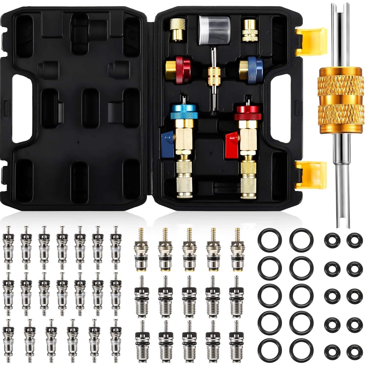 HVAC Valve Core Removal Tool Kit – High & Low Side 1/4" SAE for R134a R22 R410A Air Conditioning Systems