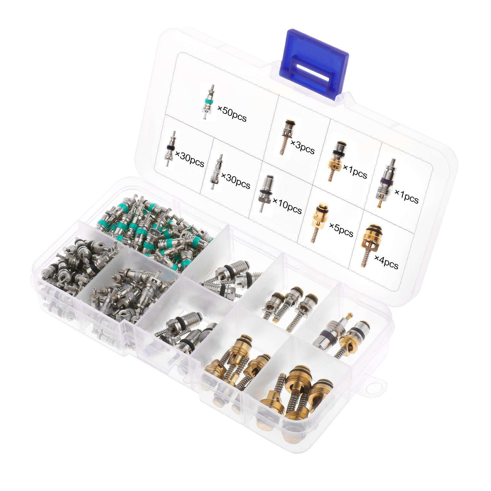 HVAC Valve Core Assortment Kit – 134pcs Schrader Valve Cores with Removal Tool for R134a R410A R22 AC Systems