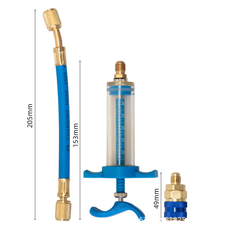 HVAC Refrigerant Oil Injector Kit – 1/4” SAE AC Oil Charging Tool with Hose & Quick Coupler