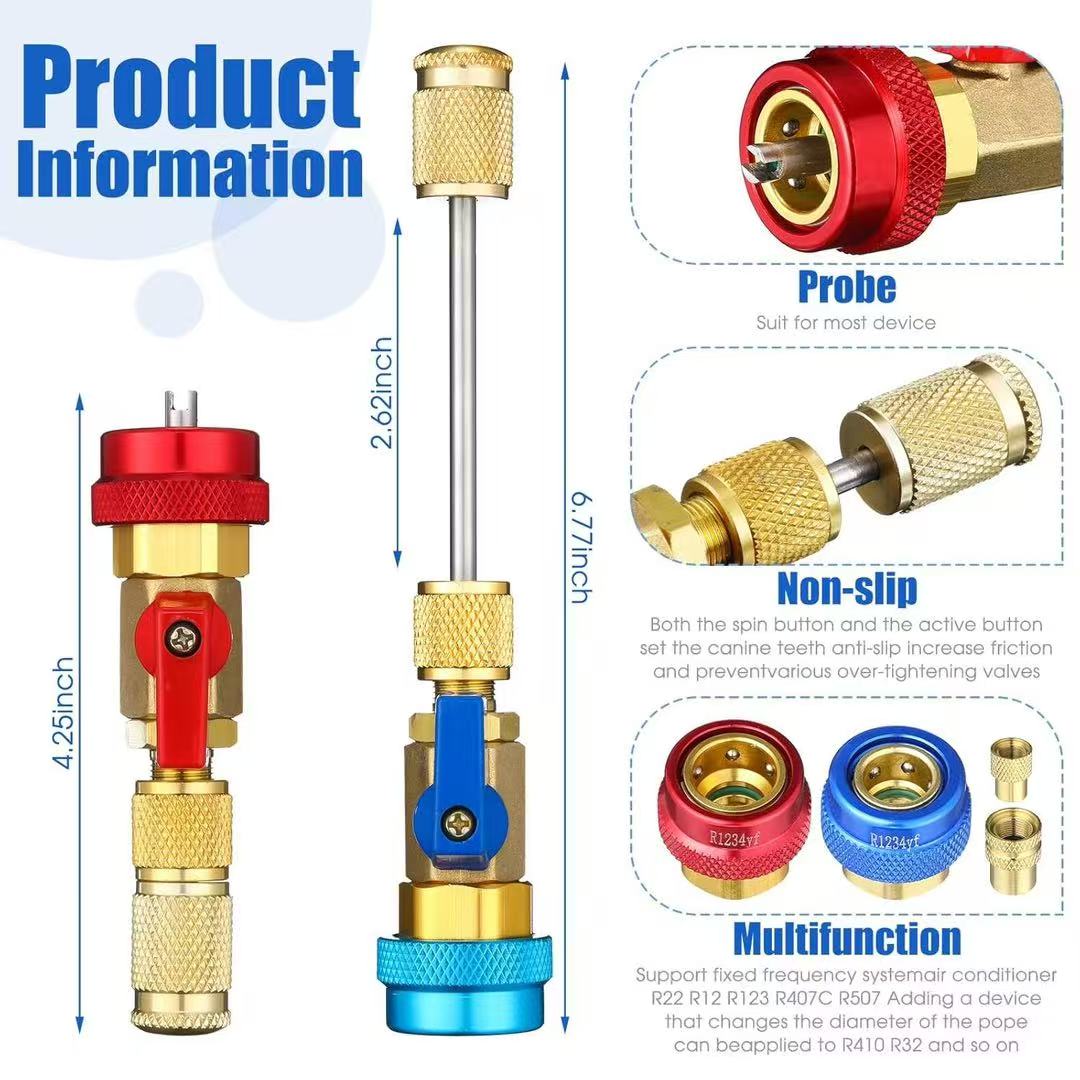 HVAC Valve Core Removal Tool Kit – High & Low Side 1/4" SAE for R134a R22 R410A Air Conditioning Systems