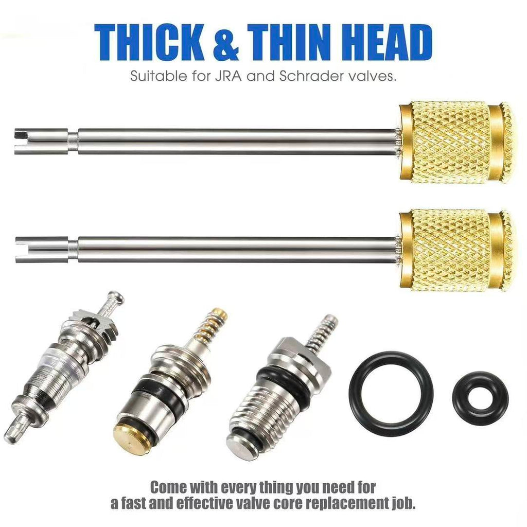 HVAC Valve Core Removal Tool Kit – High & Low Side 1/4" SAE for R134a R22 R410A Air Conditioning Systems