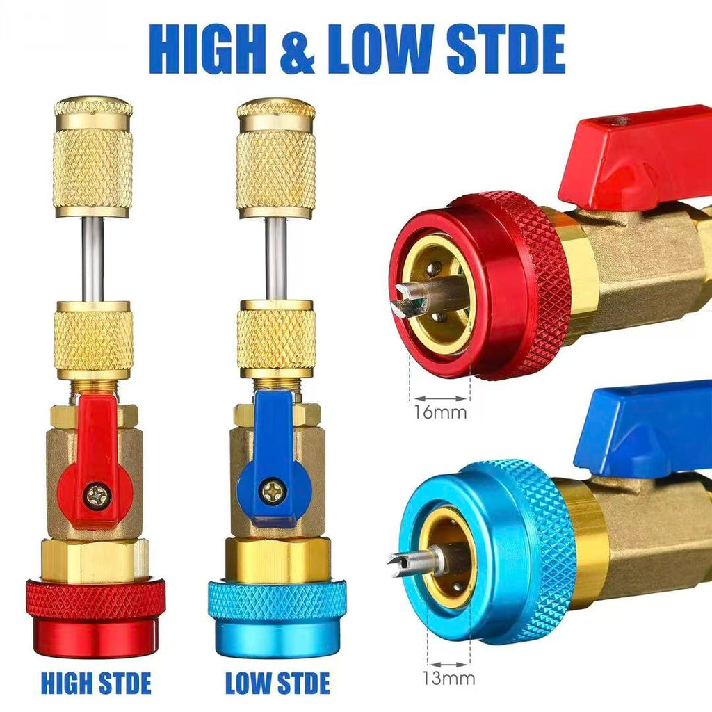 HVAC Valve Core Removal Tool Kit – High & Low Side 1/4" SAE for R134a R22 R410A Air Conditioning Systems
