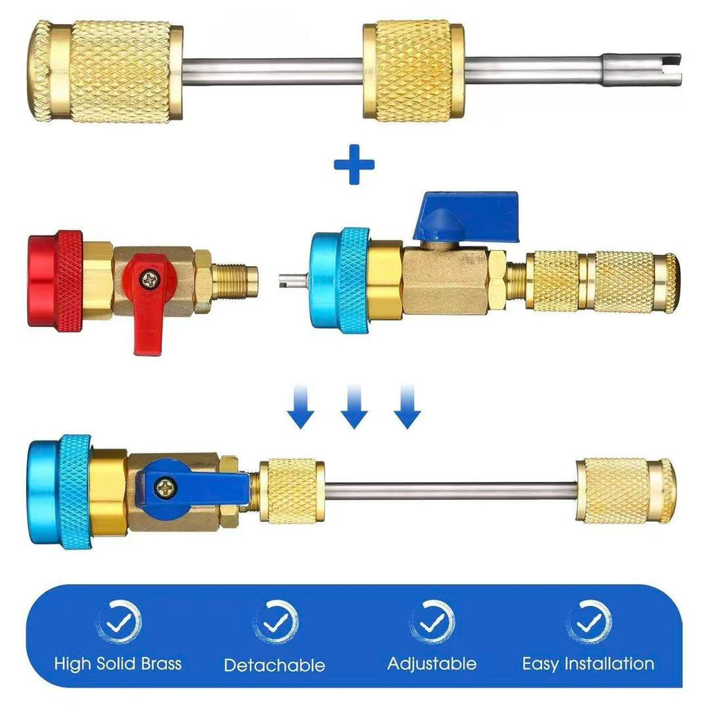 HVAC Valve Core Removal Tool Kit – High & Low Side 1/4" SAE for R134a R22 R410A Air Conditioning Systems