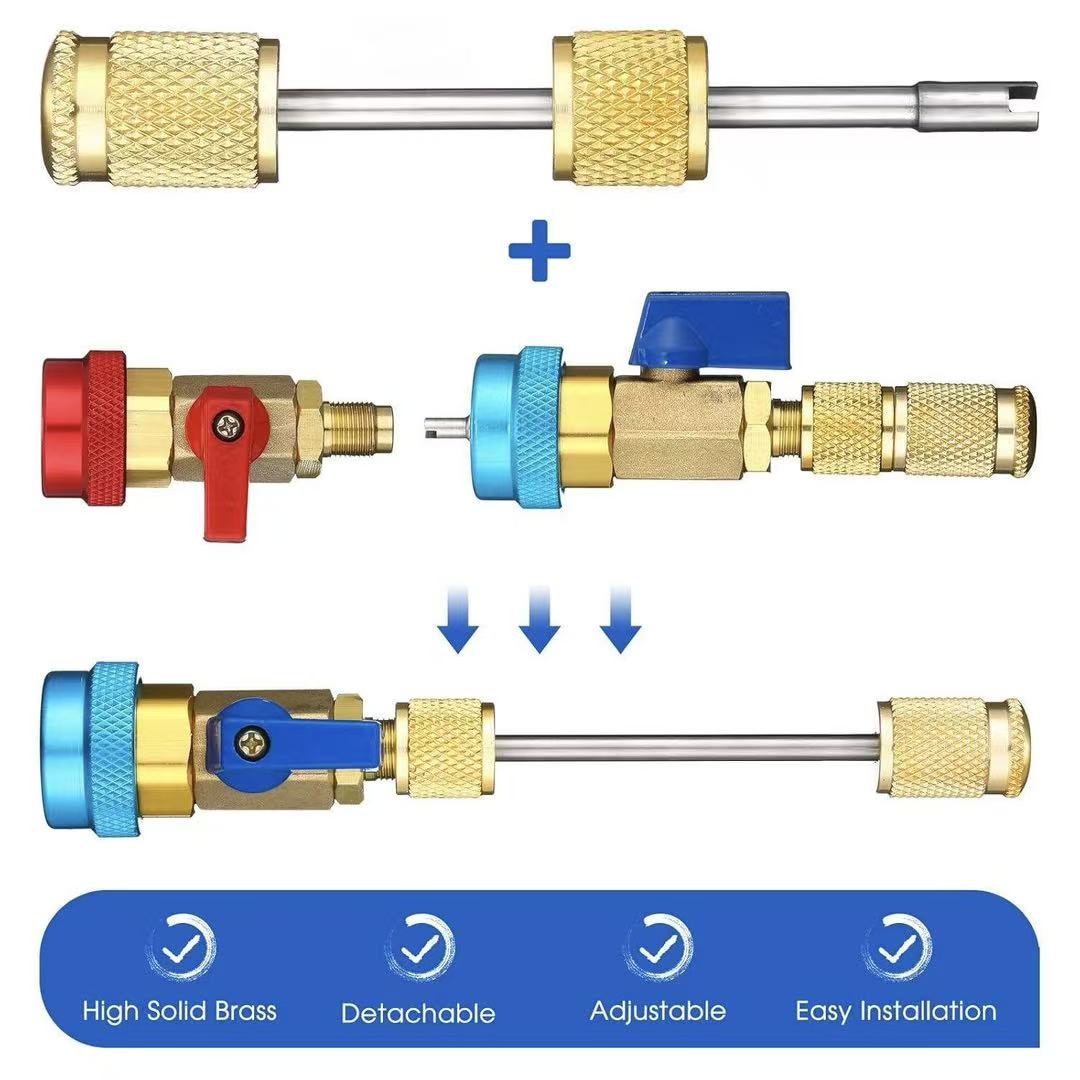 HVAC Valve Core Removal Tool Kit – High & Low Side 1/4" SAE for R134a R22 R410A Air Conditioning Systems
